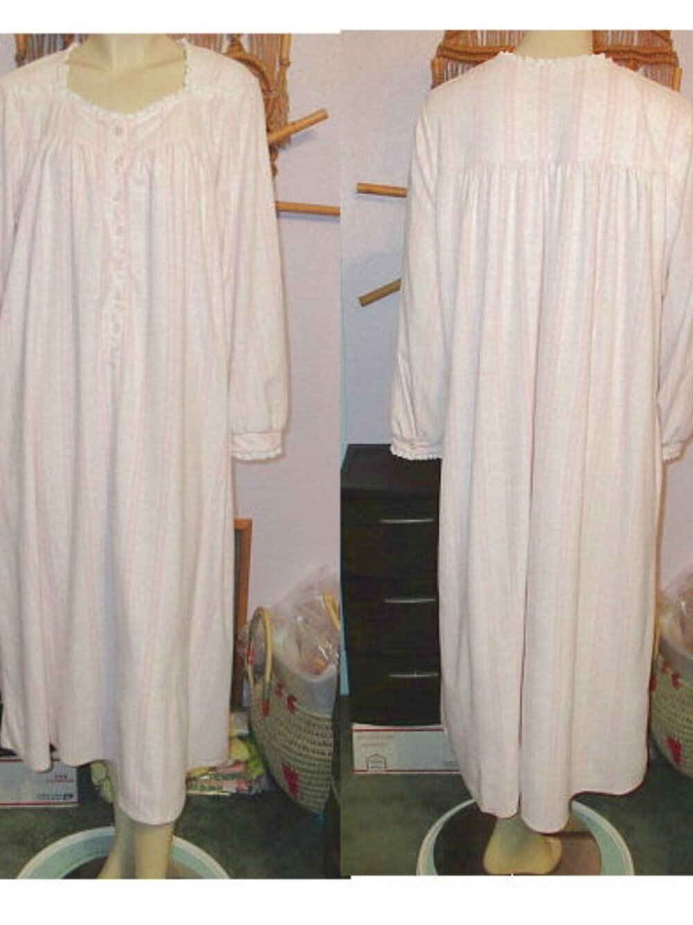 Lanz of Salzburg Micro Fleece Nightgown Size 1X Eyelet Ballet Grannycore Prairie